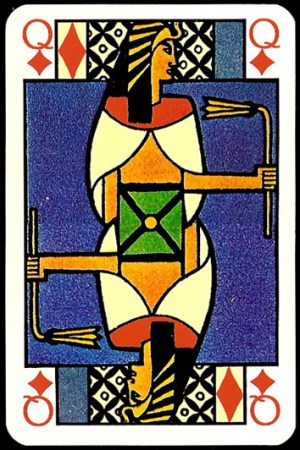 Jugendstil_Art_Nouveau_Playing_Cards_The_Queen_of_Diamonds