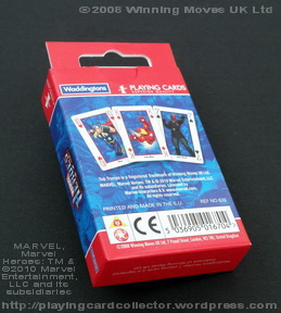 Waddingtons Marvel Heroes Playing Cards: Tuck Case - Back Waddingtons-Marvel-Heroes-Playing-Cards-Box-Back