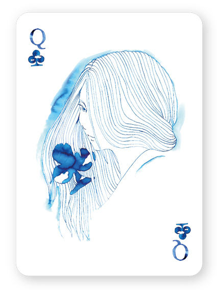 Watercolor_Playing_Cards_by_Cansu_Cengiz_Queen_of_Clubs