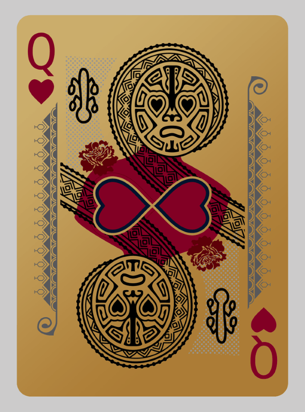 Bicycle-RongoRongo-Deck-Queen-of-Hearts-Gilded