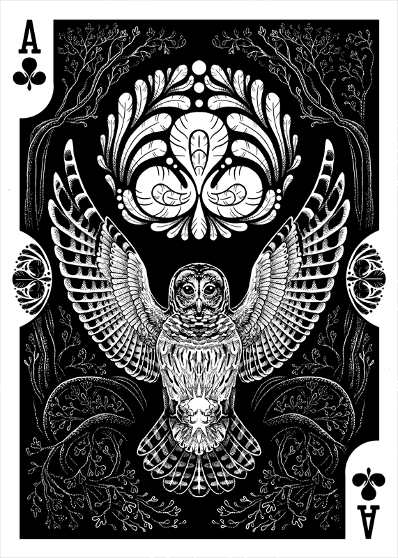 Owls (Strigiformes) Playing Cards by Renee LeCompte: The Ace of Clubs Strigiformes-Owls-Playing-Cards-by-Renee-LeCompte-Ace-of-Clubs
