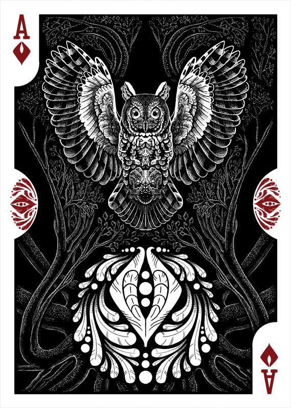 Strigiformes-Owls-Playing-Cards-by-Renee-LeCompte-Ace-of-Diamonds