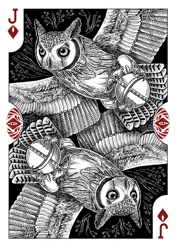 Strigiformes-Owls-Playing-Cards-by-Renee-LeCompte-Jack-of-Diamonds