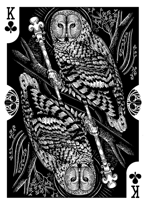 Owls (Strigiformes) Playing Cards by Renee LeCompte: The King of Clubs Strigiformes-Owls-Playing-Cards-by-Renee-LeCompte-King-of-Clubs