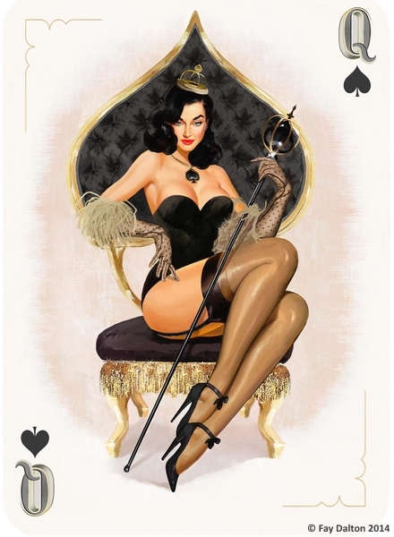 Pin-Up-Playing-Cards-by-Fay-Dalton-Queen-of-Spades