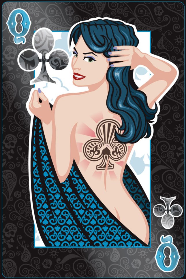 Pin-Up Playing Cards by Jeff Chapman: The Queen of Clubs Pin-Up-Playing-Cards-by-Jeff-Chapman-Queen-of-Clubs