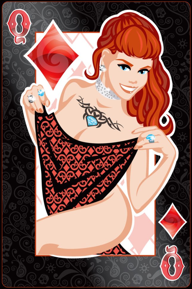 Pin-Up Playing Cards by Jeff Chapman: The Queen of Diamonds Pin-Up-Playing-Cards-by-Jeff-Chapman-Queen-of-Diamonds