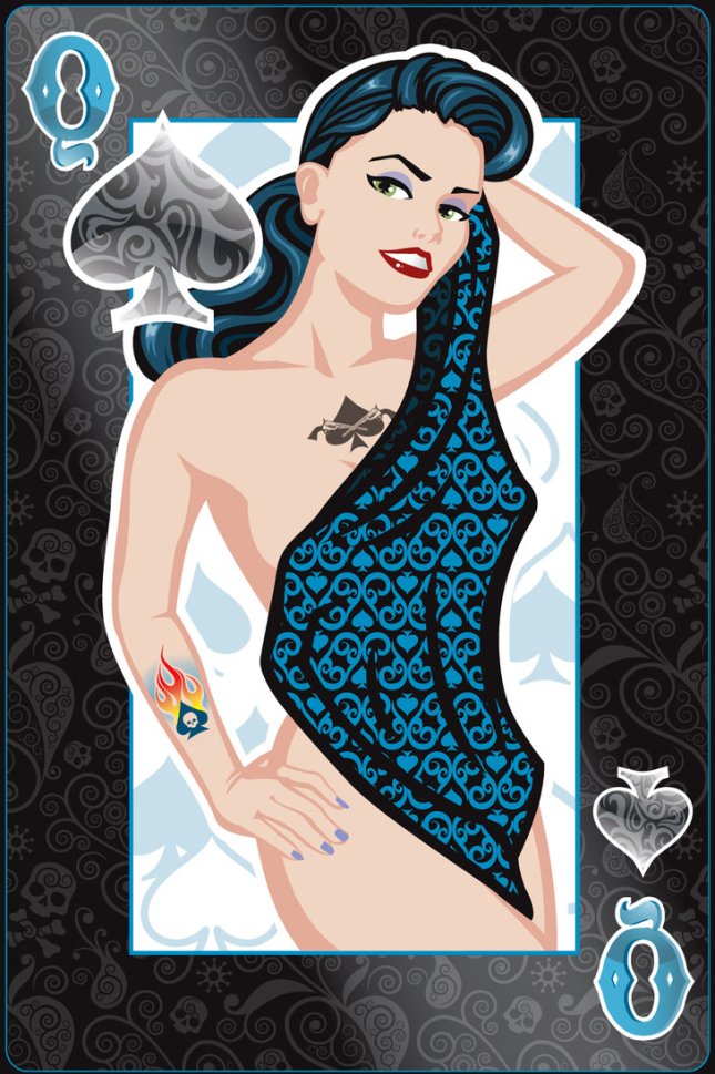 Pin-Up-Playing-Cards-by-Jeff-Chapman-Queen-of-Spades