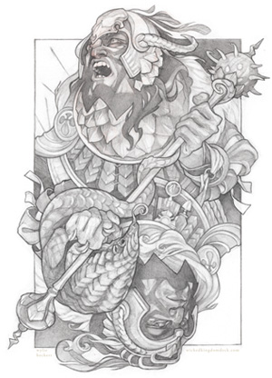 Wicked Kingdom Playing Cards by Wylie Beckert: The King of Clubs Wicked-Kingdom-Playing-Cards-by-Wylie-Beckert-King-of-Clubs-bw-ud