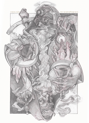 Wicked Kingdom Playing Cards by Wylie Beckert: The King of Diamonds Wicked-Kingdom-Playing-Cards-by-Wylie-Beckert-King-of-Diamonds-bw-ud