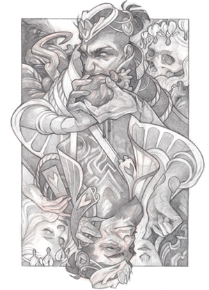 Wicked Kingdom Playing Cards by Wylie Beckert: The King of Hearts Wicked-Kingdom-Playing-Cards-by-Wylie-Beckert-King-of-Hearts-bw-ud